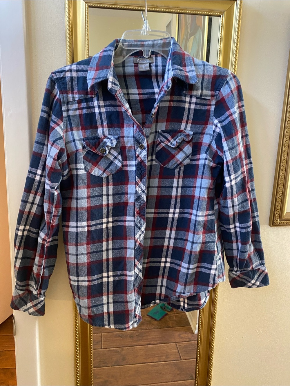 Angie Blue & Red Plaid Button-Down Shirt women’s s